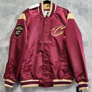 Starter NBA Cleveland Cavaliers Mens Satin Bomber Jacket Sz L NWT